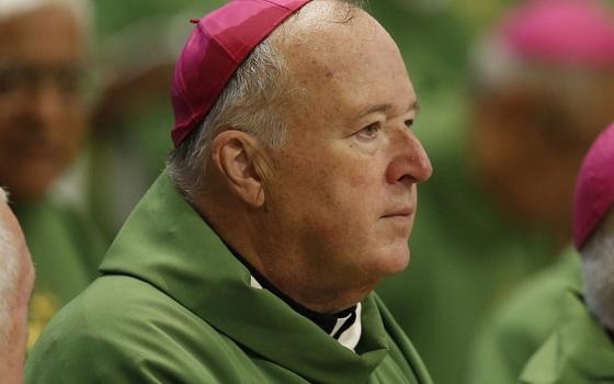 San Diego Bishop Robert McElroy attends the opening Mass of the Synod of Bishops for the Amazon celebrated by Pope Francis in St. Peter's Basilica at the Vatican Oct. 6, 2019. (CNS/Paul Haring)